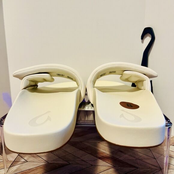 OluKai Sunbeam Slide Womens 8 Off White Comfort Sandal Beach Padded Arch Support - Picture 5 of 8